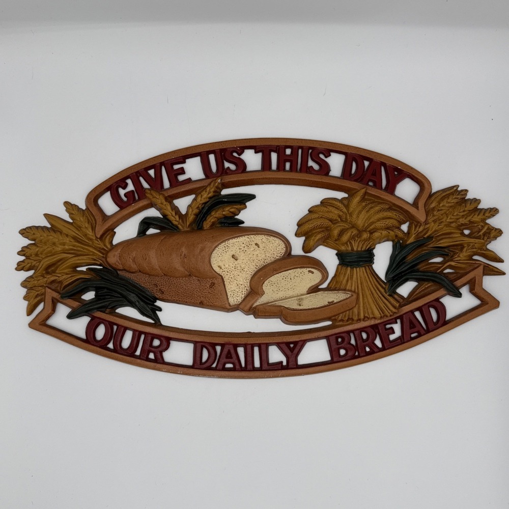 Vintage Sexton Metal Wall Plaque Give Us This Day Our Daily Bread Kitchen Decor